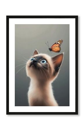 Siamese kitten butterfly cat curious.
