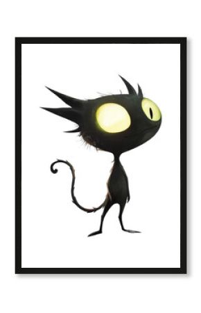PNG Dark whimsical cat with glowing eyes and playful expression