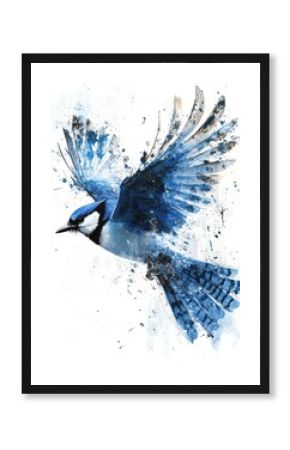 A Blue Jay in Flight, a Watercolor Impression