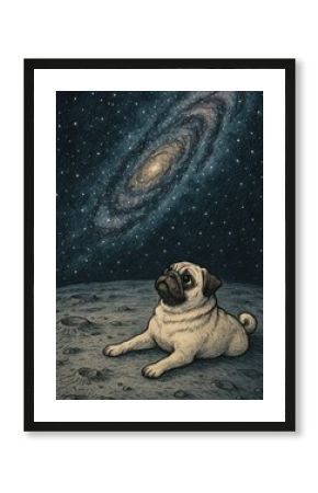 Pug stargazing cosmic wonder