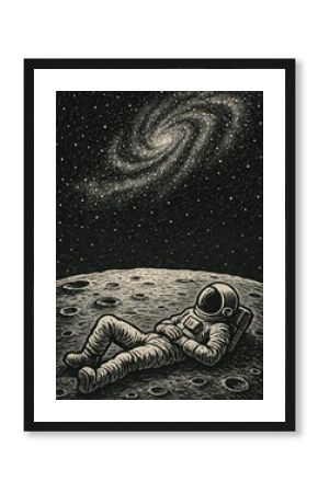 Astronaut relaxing on moon.