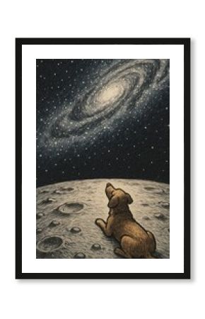 Dog gazes at galaxy.
