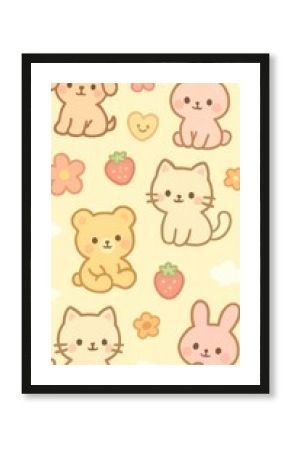 Cute animals pastel illustration