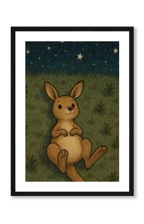 Cute kangaroo under stars