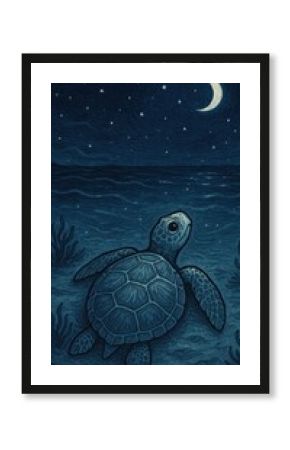Turtle gazing at moon