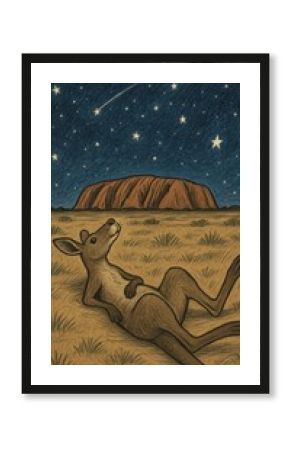 Kangaroo stargazing desert night