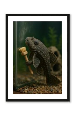 Fish cleaning aquarium glass