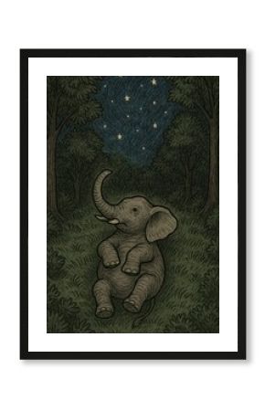 Elephant stargazing in forest