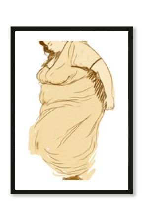 PNG Fat woman drawing sketch