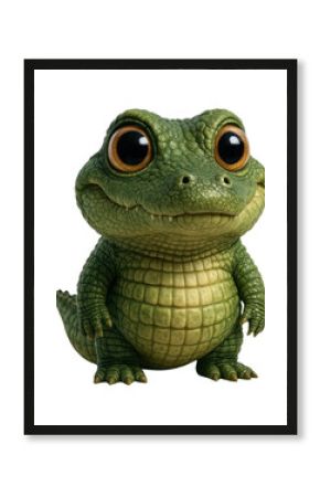 PNG Cute cartoon baby crocodile illustration.