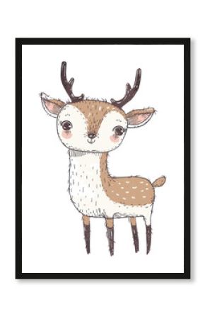 PNG Deer doodle illustrated wildlife drawing.