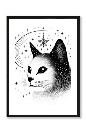 PNG Cat celestial drawing animal mammal.
