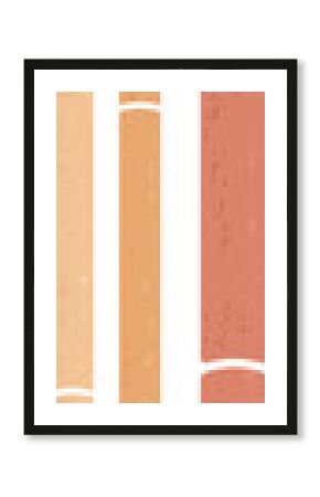 Displaying abstract panels in beige orange coral with indentations, teal lines on transparent bg