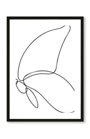 Abstract continuous-line art is being shown on transparent background evoking sleek butterfly wings