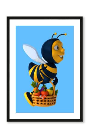 Fun 3D cartoon bee with vegetables
