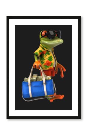 Fun 3D cartoon frog with money