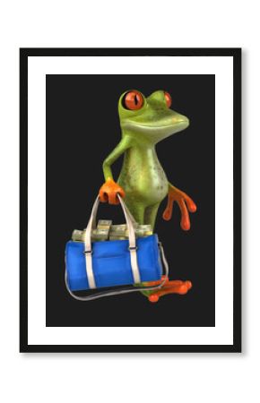 Fun 3D cartoon frog with money