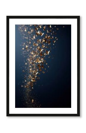 Graceful flight of golden butterflies on a dark blue background evokes elegance, transformation, and delicate beauty in nature.