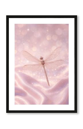 Elegant dragonfly on shimmering fabric