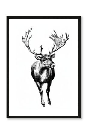 A reindeer drawing sketch illustration.
