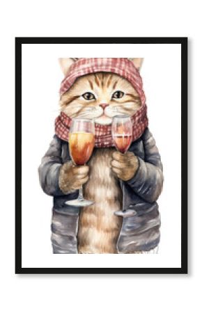 PNG A cat portrait drawing holding.