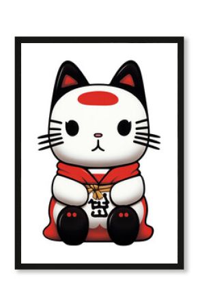 PNG Isolated lucky cat cartoon toy red.