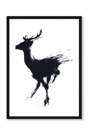 PNG Deer shape logo brush stroke silhouette wildlife illustration.