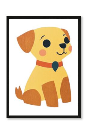 PNG Papercut brown puppy cartoon playful animal.
