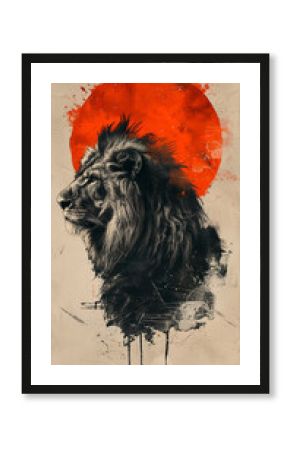 Minimalistic Poster for World Lion Day Featuring Lion Silhouette - Perfect for Conservation Campaigns, Posters, and Wall Art Decor