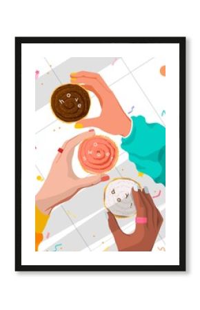 Cupcakes background, food illustration design