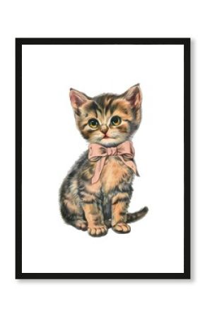 Adorable kitten with pink bow