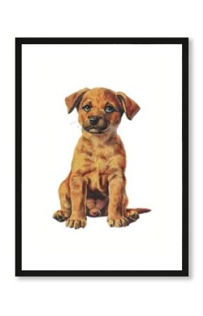 Adorable puppy illustration sitting happily.