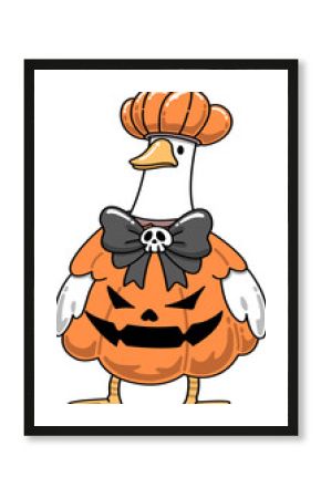 Groovy Goose in Pumpkin Halloween Costume Cartoon 