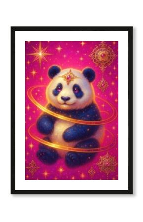 Mystical panda with cosmic elements.