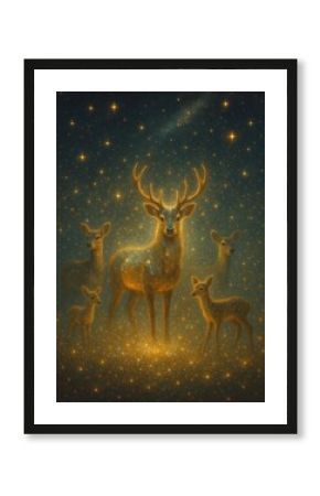 Enchanted deer under starlit sky.