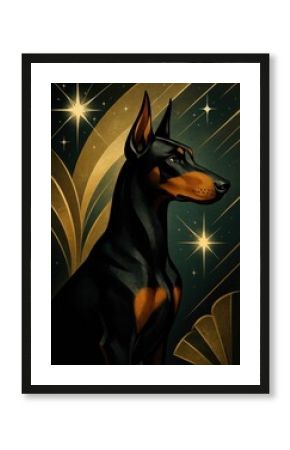 Art Deco Doberman wallpaper