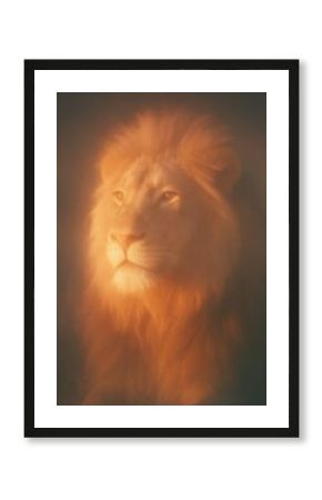 Majestic lion portrait in warm light