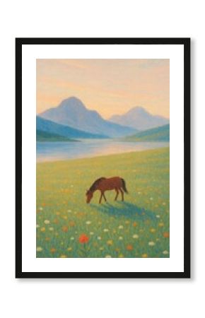 Serene horse grazing landscape mobile wallpaper