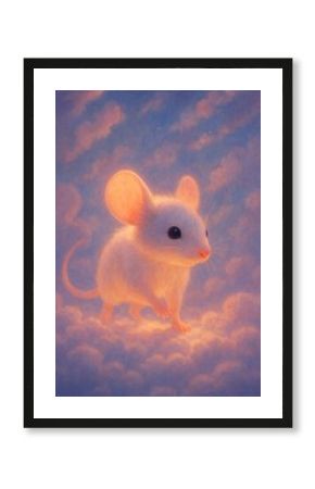 Dreamy mouse on clouds