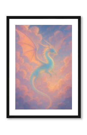 Majestic dragon amidst clouds.