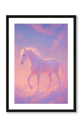 Majestic horse amidst dreamy clouds.
