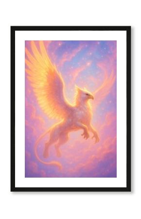 Majestic ethereal griffin in sky