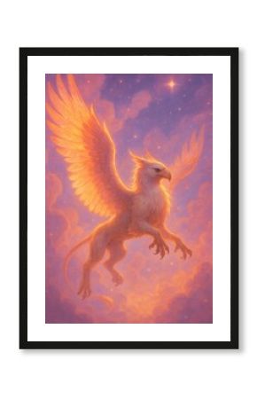 Majestic griffin soaring skyward.