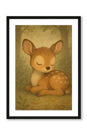 Adorable fawn resting peacefully.