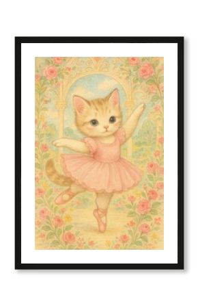 Charming kitten ballerina art