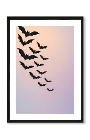 Bats silhouette on pastel gradient