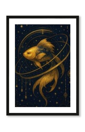 Celestial goldfish amidst stars