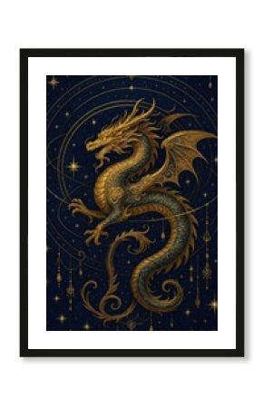 Majestic celestial dragon illustration