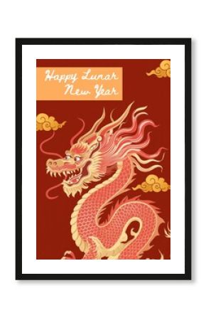 Happy Lunar New Year greeting poster template