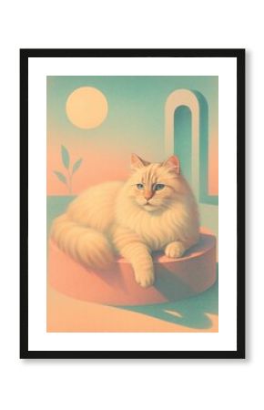 Surreal cat pastel dreamscape